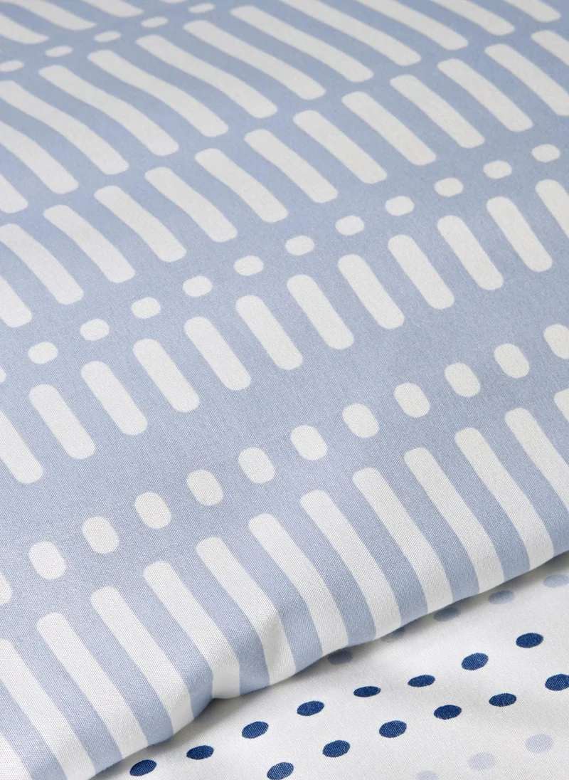 ماتلان طقم لحاف بنقاط مخططة زرقاء