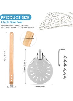 KASTWAVE Pizza Peel Shovel with Detachable Wood Handle and Screwdriver 8 Inch Aluminium Alloy Perforated Pizza Paddle Pizza Bread Peel Gourmet Luxury Pizza Paddle for Baking Homemade Pizza Bread  - Image 3