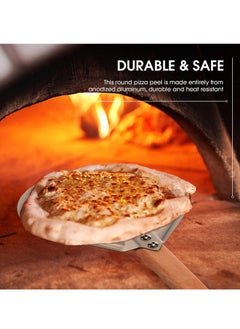 KASTWAVE Pizza Peel Shovel with Detachable Wood Handle and Screwdriver 8 Inch Aluminium Alloy Perforated Pizza Paddle Pizza Bread Peel Gourmet Luxury Pizza Paddle for Baking Homemade Pizza Bread  - Image 4