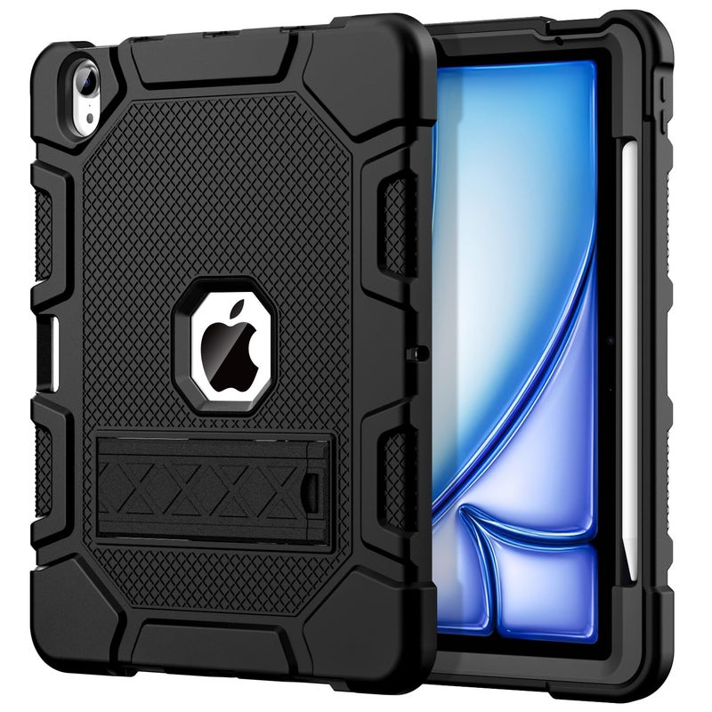 Azzsy Case for iPad Air 11 Inch M4/M3/M2 (2026/2025/2024), iPad Air 5th/4th Generation 10.9 Inch (2022/2020), Heavy Duty Shockproof Rugged Protective Case with Pencil Holder, Black - Image 1