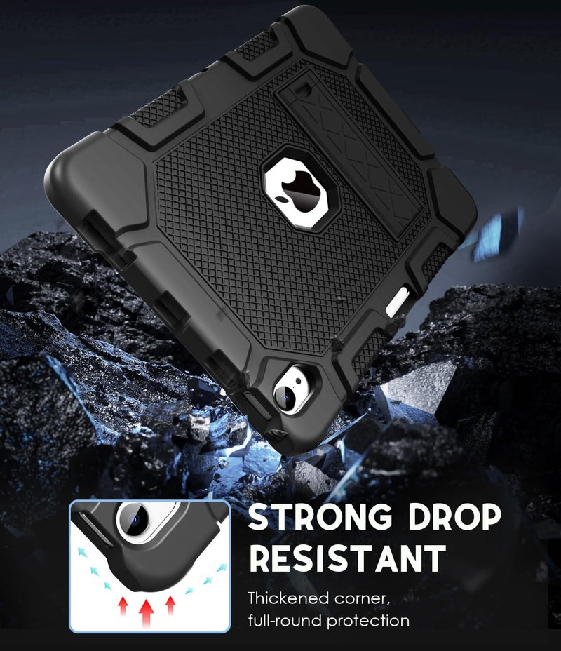 Azzsy Case for iPad Air 11 Inch M4/M3/M2 (2026/2025/2024), iPad Air 5th/4th Generation 10.9 Inch (2022/2020), Heavy Duty Shockproof Rugged Protective Case with Pencil Holder, Black - Image 3