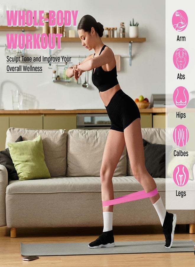 Deekin 20 Pcs Resistance Bands Resistance Loop Exercise Bands Exercise Equipment Elastic Drag Ring for Women and Men Home Fitness, Gym, Yoga(25-30 Lbs,Pink) - Image 4