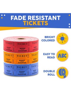 Multicolor Raffle Tickets - 6000 Tickets (3 Double Rolls Of 2000 Tickets Roll), Consecutively Numbered Fundraiser 50/50 Raffle Tickets For Christmas Party, Concert, Carnivals & Other Event - pzsku/ZEEE196C324270B549402Z/45/_/1733731419/ca71b9f0-98fa-42c3-9719-e571fa0aeacf