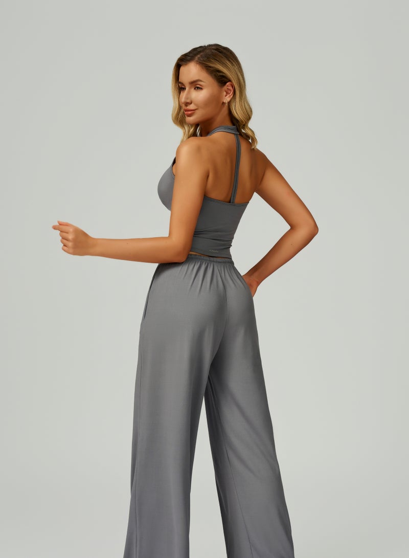 KAWN.YOGA Womens Mid Waist Oversized Wide Leg Joggers - Image 2