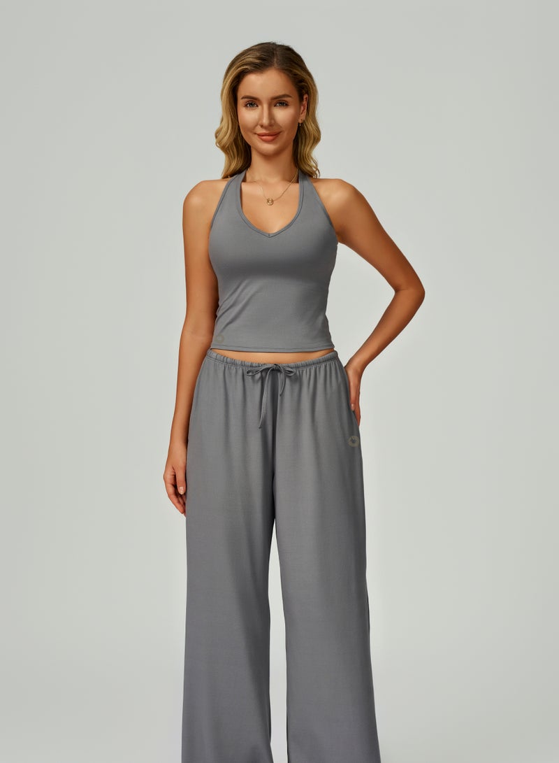 KAWN.YOGA Womens Mid Waist Oversized Wide Leg Joggers - Image 3