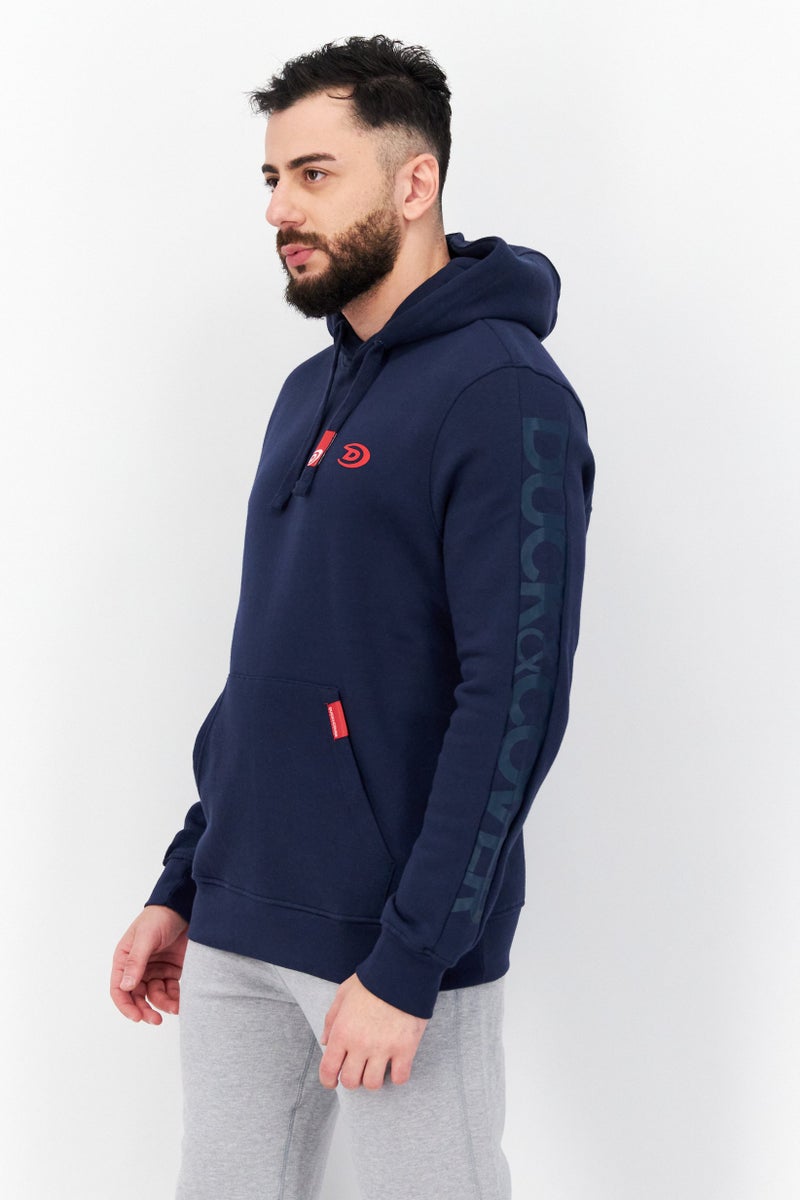 DUCK AND COVER Men Brand Logo Long Sleeves Hoodie, Navy - Image 3