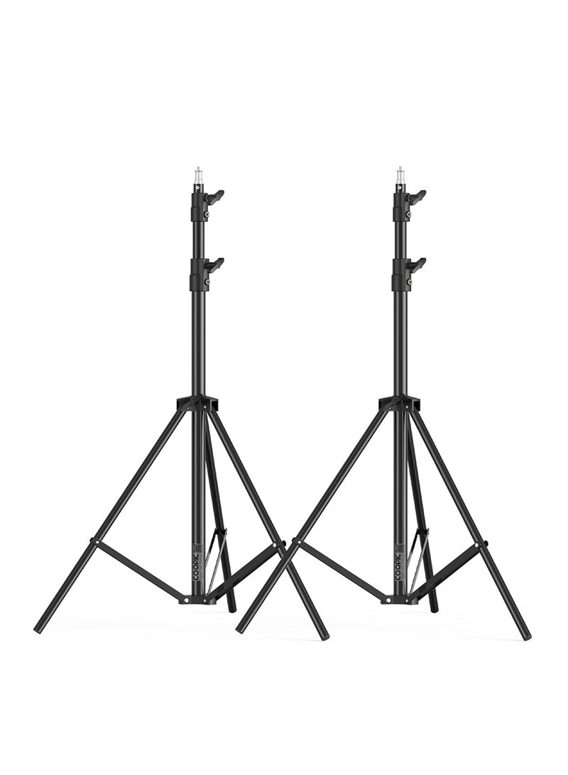 Coopic حامل إضاءة استوديو تصوير COOPIC L280 280 سم/2.8 متر مصنوع من سبائك الألومنيوم المتين مع برغي 1/4 بوصة، عبوتان من أجل أضواء ستروب، ومجموعات الاستوديو، والفلاش، وإضاءة فيديو LED، وصندوق الضوء، والعاكسات، والمظلة. - Image 1