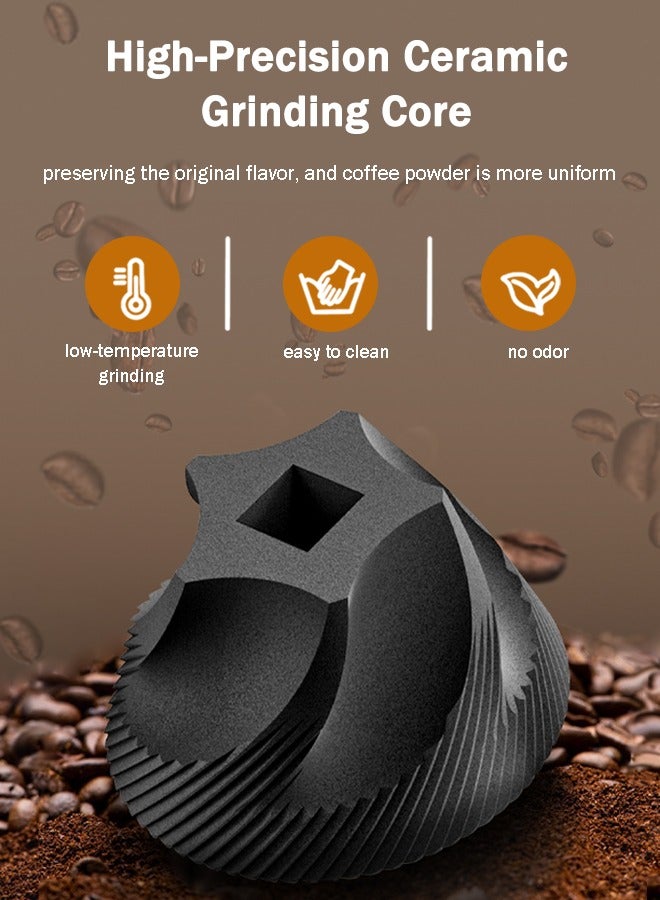 Manual Coffee Grinder, Ceramic Burr Coffee Grinder Manual Adjustable for Fine/Coarse Grind with Cleaning Brush for Home, Travel, Camping  - Image 2