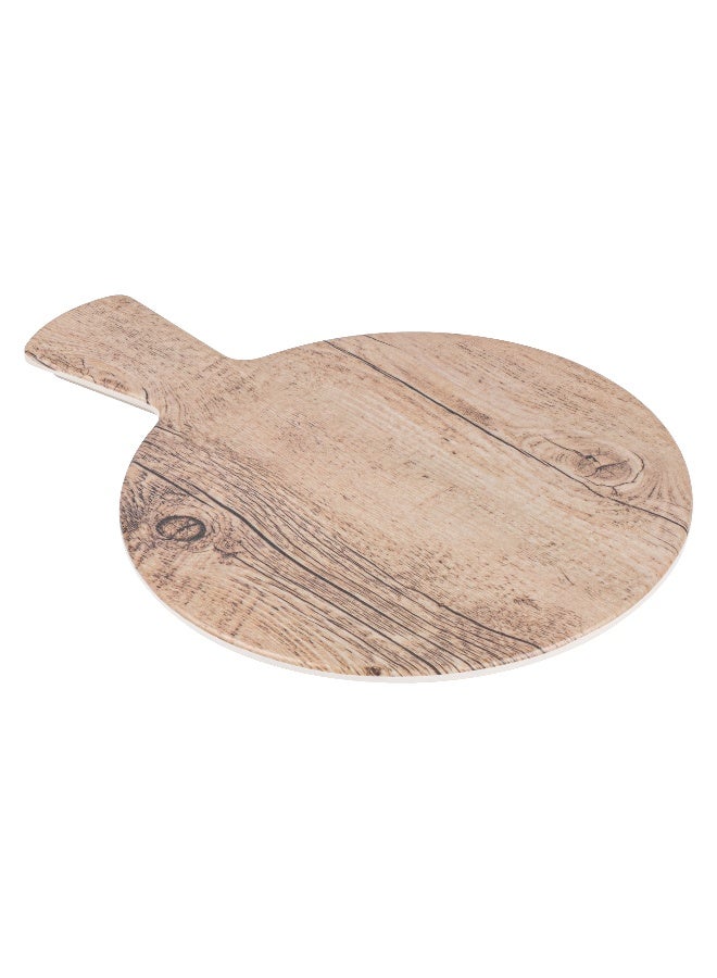 Restaurantware 12.5 Inch x 9 Inch Serving Board, 1 With Handle Cheese Platter Board - Round, Large, Countryside Brown Faux Wood Charcuterie Serving Tray, Break Resistant, For Appetizers And Spreads - Image 2