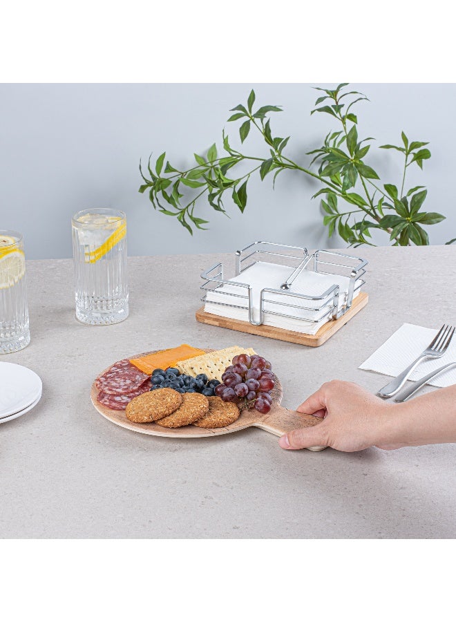 Restaurantware 12.5 Inch x 9 Inch Serving Board, 1 With Handle Cheese Platter Board - Round, Large, Countryside Brown Faux Wood Charcuterie Serving Tray, Break Resistant, For Appetizers And Spreads - Image 5