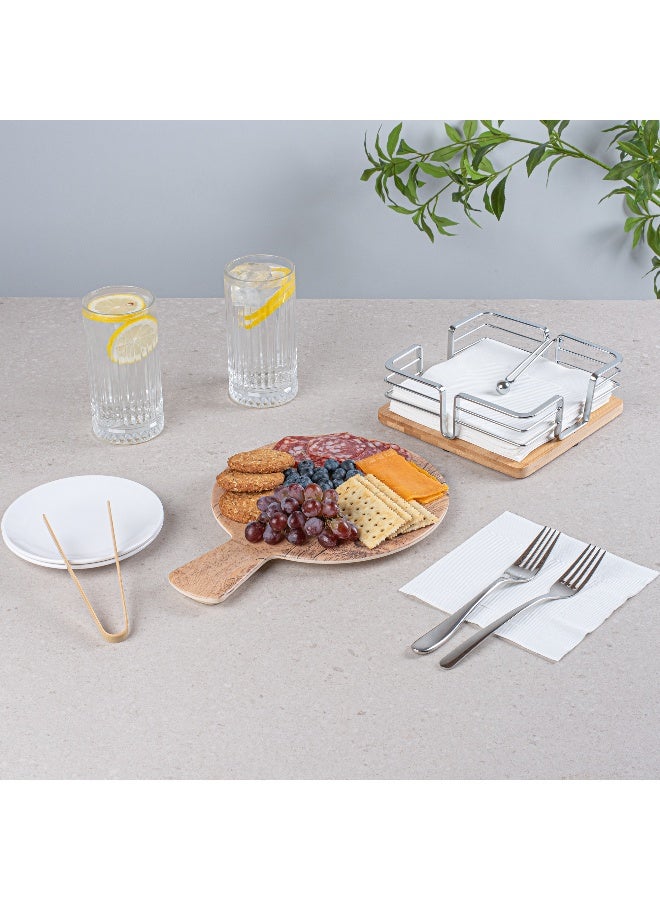 Restaurantware 12.5 Inch x 9 Inch Serving Board, 1 With Handle Cheese Platter Board - Round, Large, Countryside Brown Faux Wood Charcuterie Serving Tray, Break Resistant, For Appetizers And Spreads - Image 3