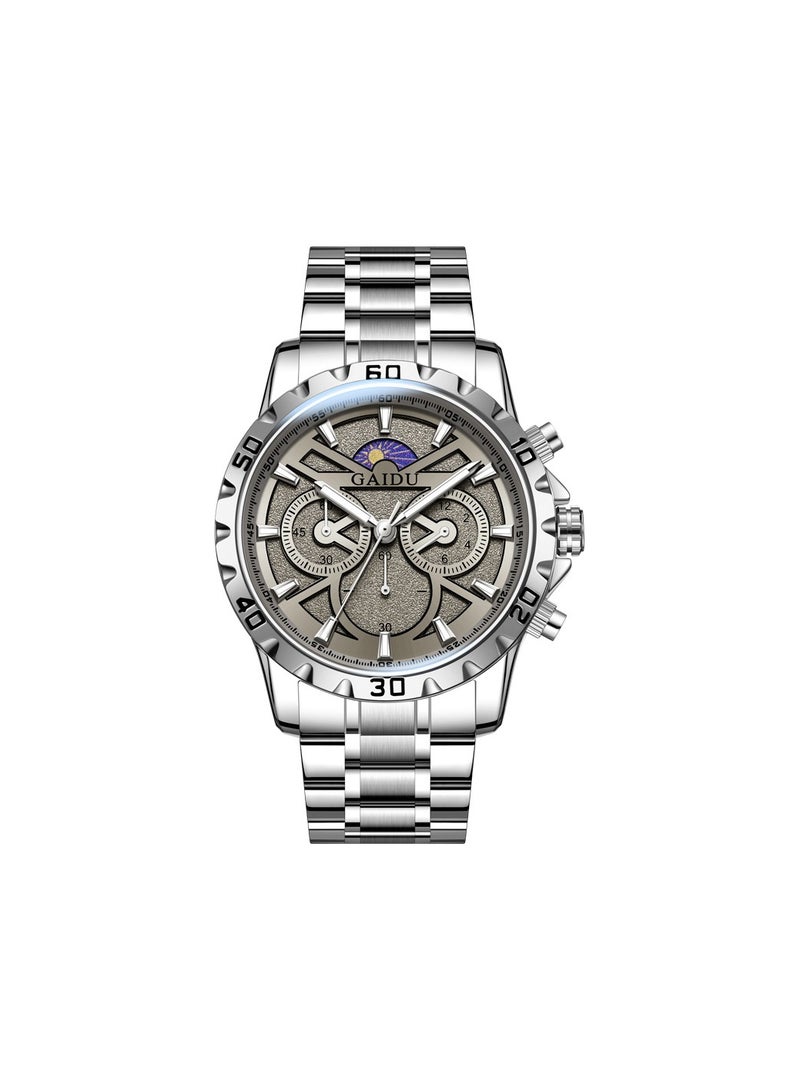 xozgdovg Men's non-mechanical multi-function sports watch /KD8831C silver shell gray steel belt (solid) 