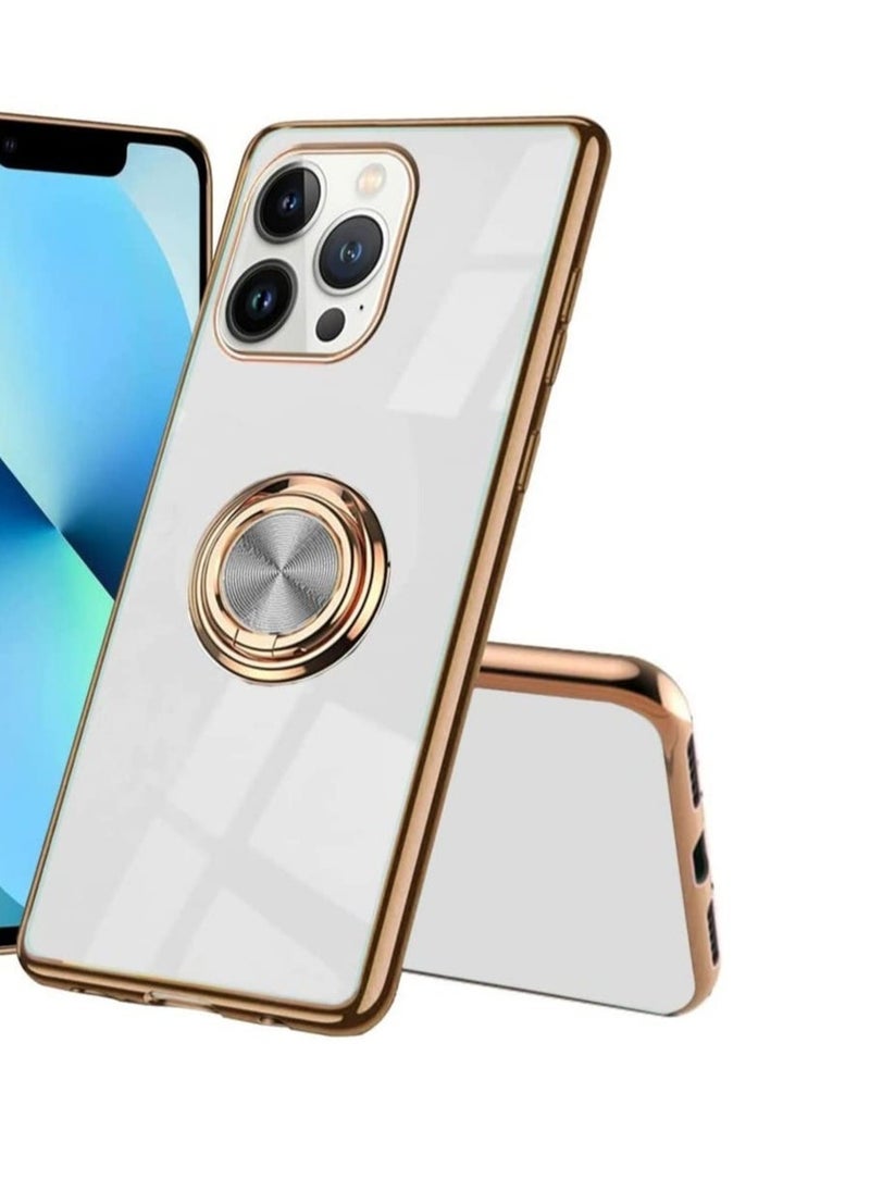 Raxoom Luxury Silicone TPU Shockproof Ring Holder Kickstand Slim Plated Phone Case Cover designed for iPhone 13 Pro - Image 1