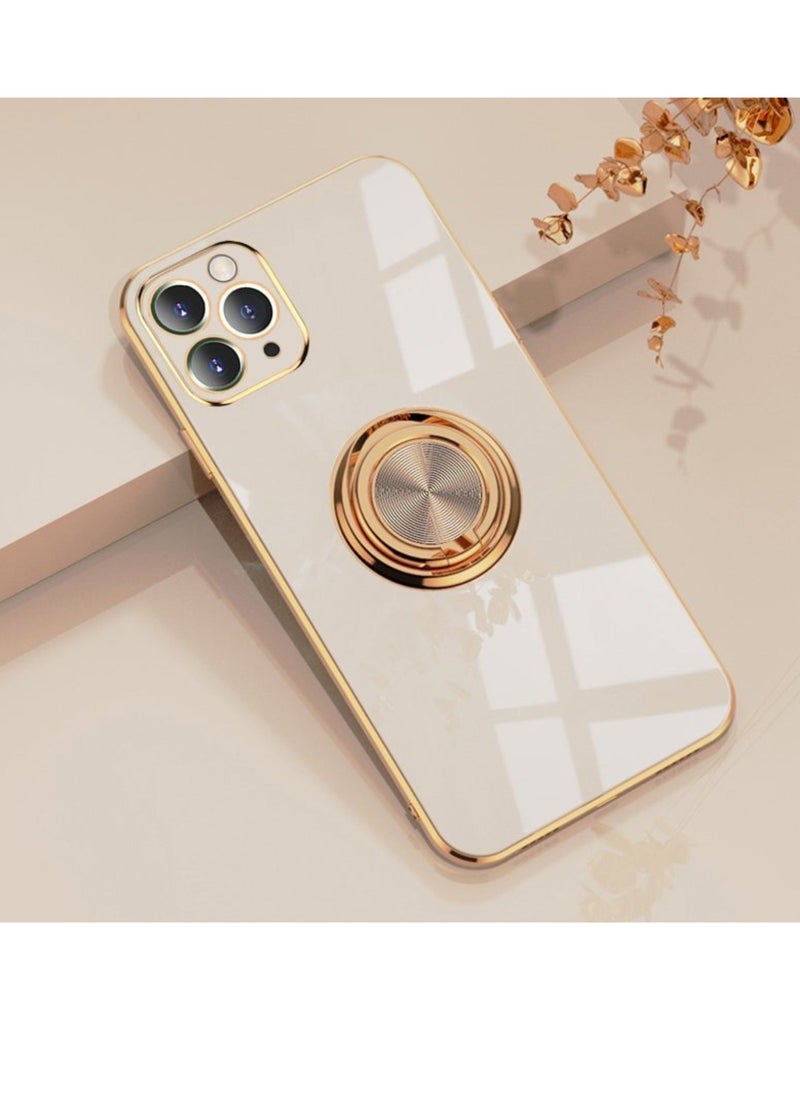 Raxoom Luxury Silicone TPU Shockproof Ring Holder Kickstand Slim Plated Phone Case Cover designed for iPhone 13 Pro - Image 4