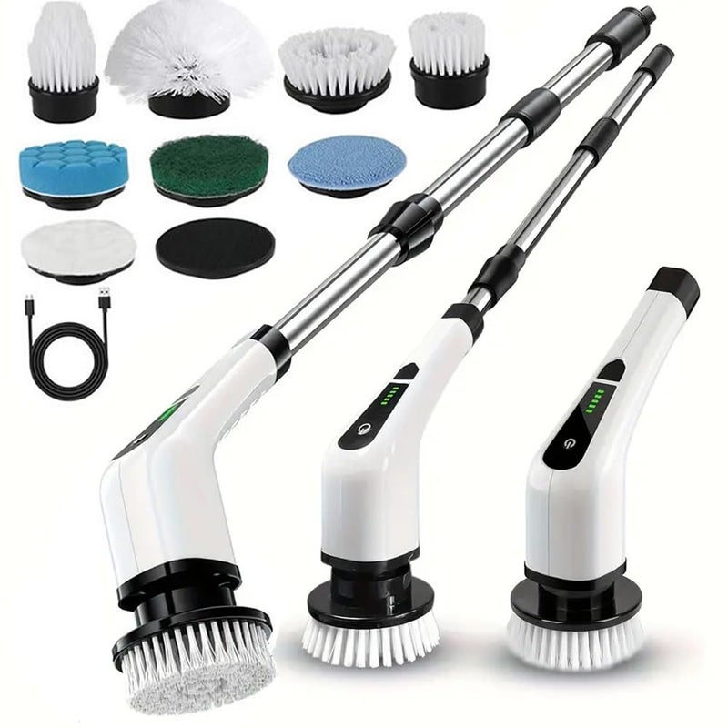 HDView Electric Spin Scrubber,Cordless Cleaning Brush,Shower Cleaning Brush with 8 Replaceable Brush Heads, Power Scrubber 5 Adjustable Speeds for Floor Bathroom Shower Bathtub Glass Car - Image 1