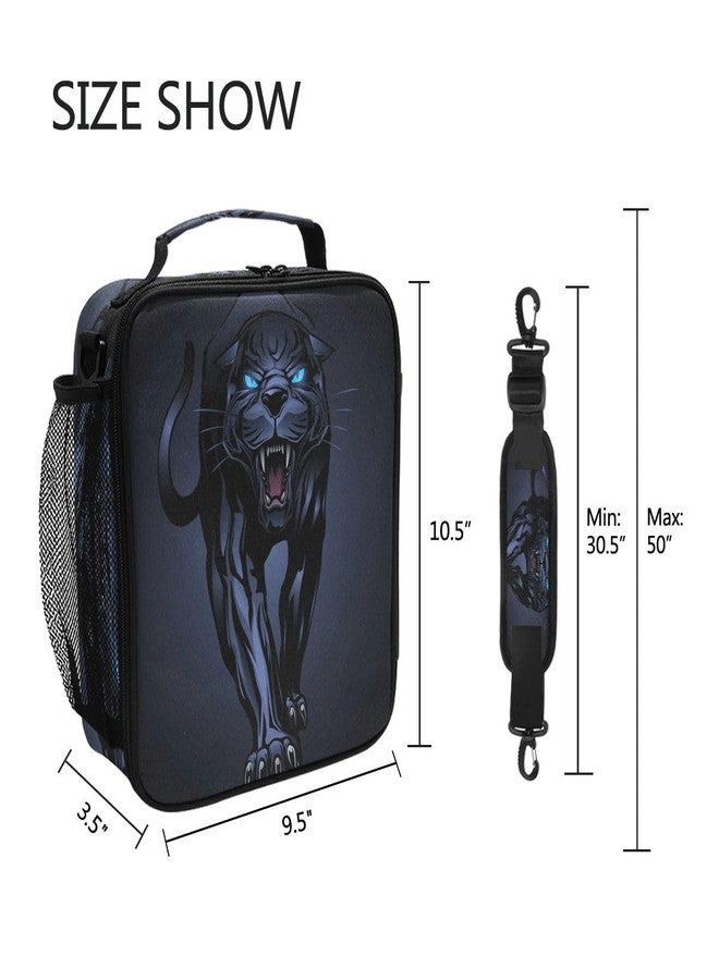 ZOEO Lunch Box, Angry Black Panther Prep Kids Cooler Insulated Lunch Bag Tote Freezable Shoulder Strap Waterproof Picnic Meal for School Office - Image 5