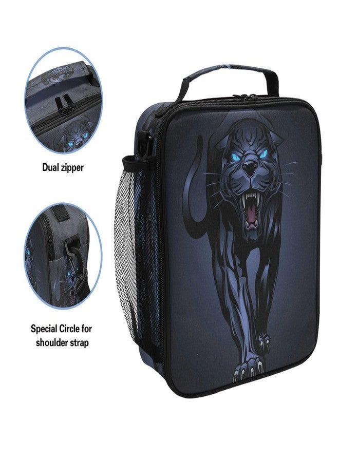 ZOEO Lunch Box, Angry Black Panther Prep Kids Cooler Insulated Lunch Bag Tote Freezable Shoulder Strap Waterproof Picnic Meal for School Office - Image 2