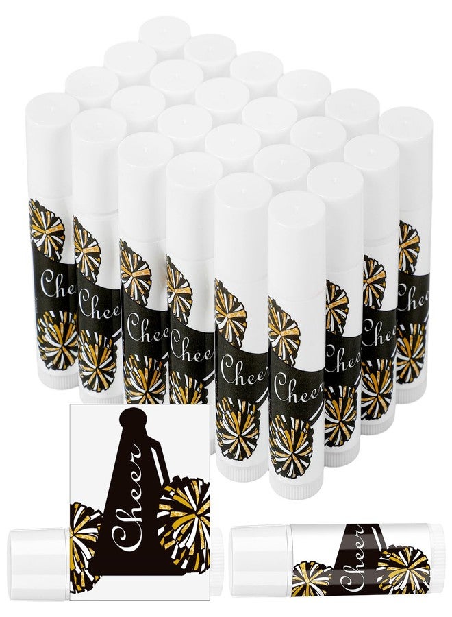 Suttmin 24 Pcs Cheer Lip Balm Cheer Teams Camp Gifts Pom Pom Leaders Party Favors Gear Lip Balm Mom Gift for Competitive Party Guest Supplies(Black) - Image 1