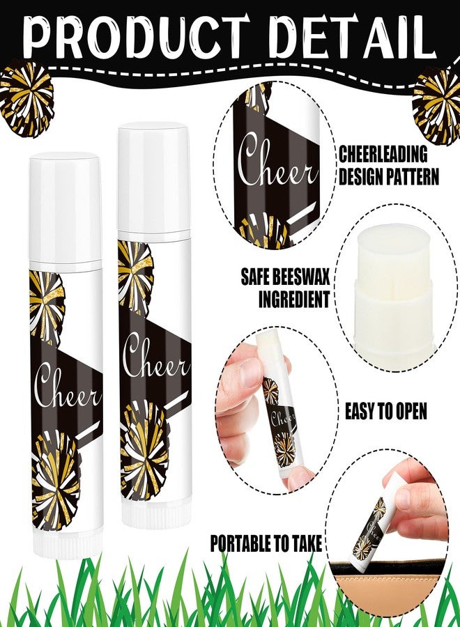 Suttmin 24 Pcs Cheer Lip Balm Cheer Teams Camp Gifts Pom Pom Leaders Party Favors Gear Lip Balm Mom Gift for Competitive Party Guest Supplies(Black) - Image 2