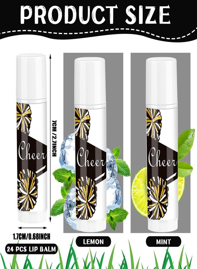 Suttmin 24 Pcs Cheer Lip Balm Cheer Teams Camp Gifts Pom Pom Leaders Party Favors Gear Lip Balm Mom Gift for Competitive Party Guest Supplies(Black) - Image 3