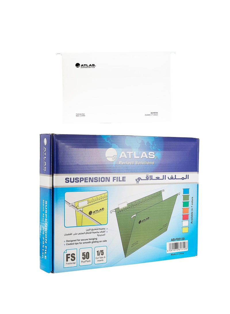 ATLAS 50 قطعة ملف تعليق لون أبيض - Image 1