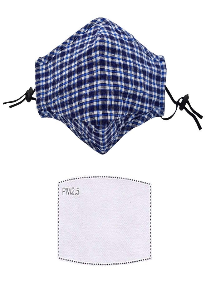 VRITRAZ Print Reusable Washable PM 2.5 Anti Pollution Activated Carbon Dust Face Mask with Breathing Valve Blue White - Image 2