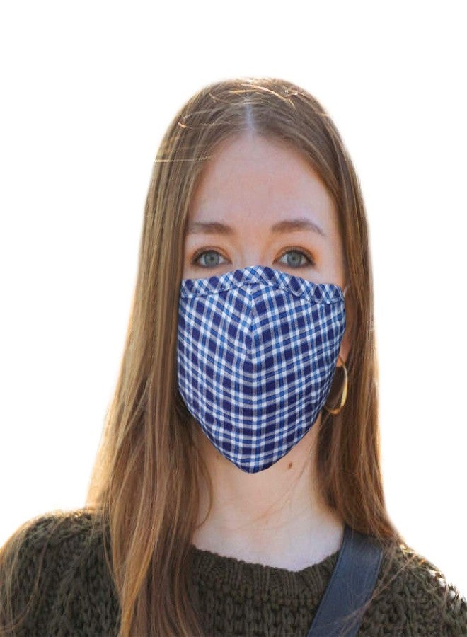 VRITRAZ Print Reusable Washable PM 2.5 Anti Pollution Activated Carbon Dust Face Mask with Breathing Valve Blue White - Image 1