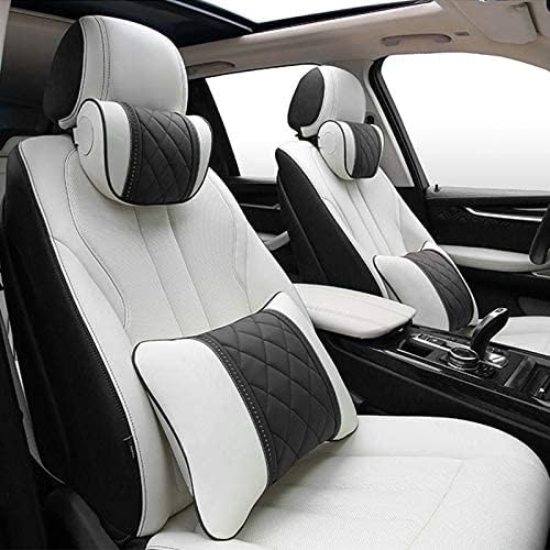 LUNDA Luxury Car Neck Pillow Car Travel Neck Rest Pillows Seat Cushion Support Napa Leather for Mercedes Benz S-Class headrest (Black - Image 4