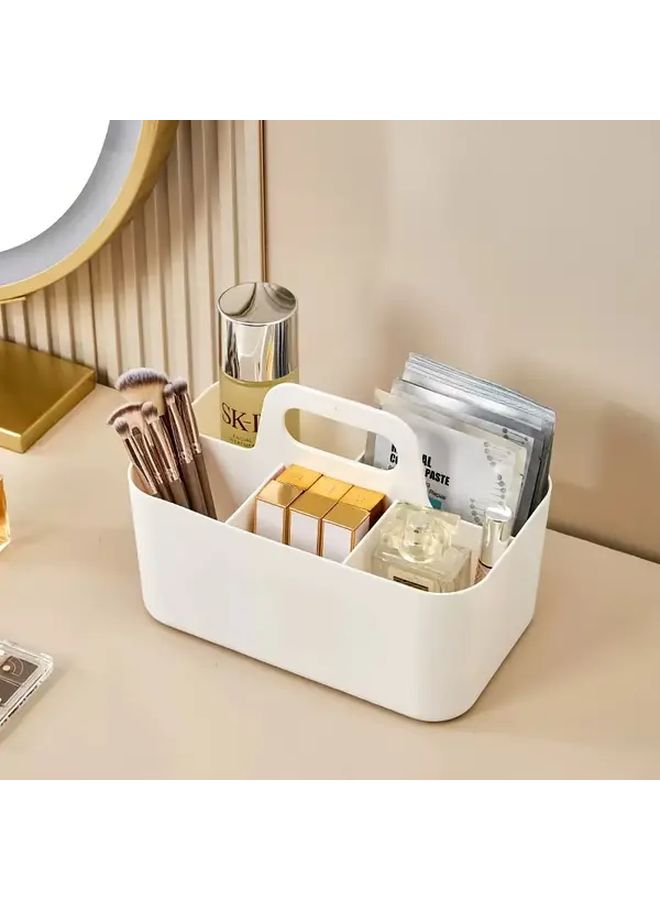 Pink Desktop Organizer Storage Basket With Handle 5 Compartment Stationery Box - Image 3
