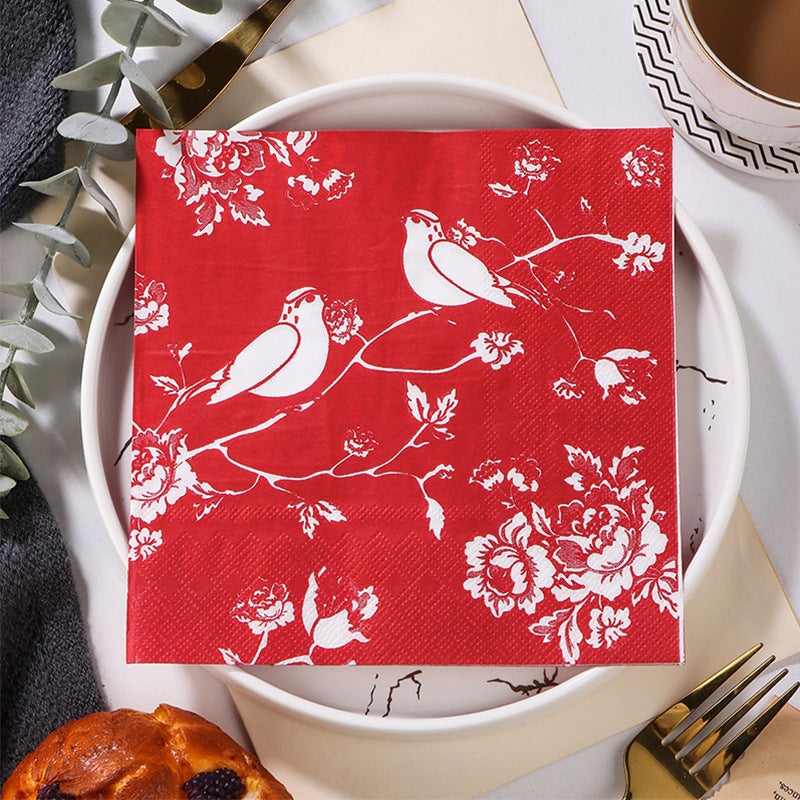 Supply Spot New Leaves Color Printing Napkin Paper Towel Western Restaurant Bakery For Facial Tissue - Image 1