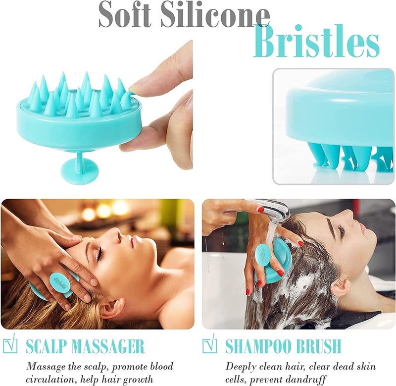 Valkyrie Scalp Massager Shampoo Brush, Wheat Straw body with Soft Silicon Bristles, Hair Scalp Scrubber, Scalp Exfoliator | Dandruff Removal, Prevents Hair loss for Men & Women (N BLUE) - Image 2