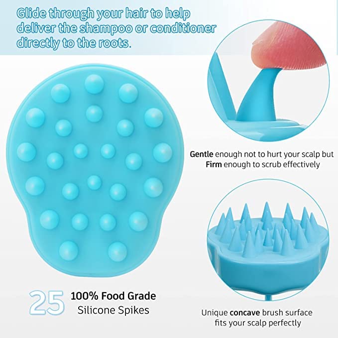 Valkyrie Scalp Massager Shampoo Brush, Wheat Straw body with Soft Silicon Bristles, Hair Scalp Scrubber, Scalp Exfoliator | Dandruff Removal, Prevents Hair loss for Men & Women (N BLUE) - Image 3