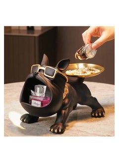 Generic Resin French Bulldog Tray Statue, Bulldog Candy Dish Key Holder Bowl, French Bulldog Accessories, Statues for Office Desk Home Decor Figurines Entryway Table Decor (Black)  - Image 1