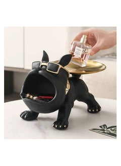 Generic Resin French Bulldog Tray Statue, Bulldog Candy Dish Key Holder Bowl, French Bulldog Accessories, Statues for Office Desk Home Decor Figurines Entryway Table Decor (Black)  - Image 2