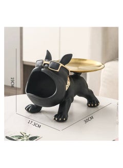 Generic Resin French Bulldog Tray Statue, Bulldog Candy Dish Key Holder Bowl, French Bulldog Accessories, Statues for Office Desk Home Decor Figurines Entryway Table Decor (Black)  - Image 3