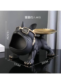 Generic Resin French Bulldog Tray Statue, Bulldog Candy Dish Key Holder Bowl, French Bulldog Accessories, Statues for Office Desk Home Decor Figurines Entryway Table Decor (Black)  - Image 4