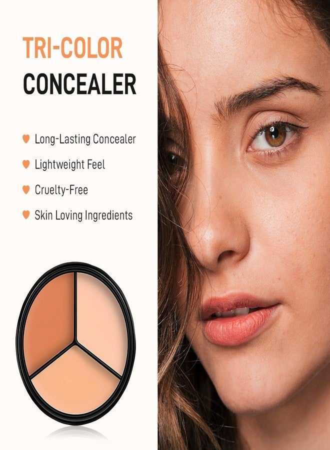 Aasakt Tri Color Concealer Palette, Moisturizing & Waterproof Long-Lasting Matte Conceal Cream, Skin For Dark Circles, 3 In 1 Full Cover Concealer Makeup Palette Cream (Dark Tone) 50G, All - Image 2