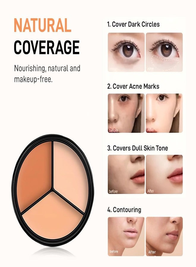 Aasakt Tri Color Concealer Palette, Moisturizing & Waterproof Long-Lasting Matte Conceal Cream, Skin For Dark Circles, 3 In 1 Full Cover Concealer Makeup Palette Cream (Dark Tone) 50G, All - Image 4