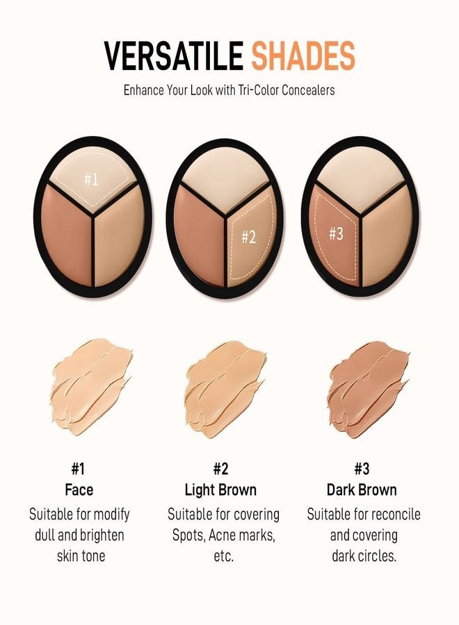 Aasakt Tri Color Concealer Palette, Moisturizing & Waterproof Long-Lasting Matte Conceal Cream, Skin For Dark Circles, 3 In 1 Full Cover Concealer Makeup Palette Cream (Dark Tone) 50G, All - Image 3