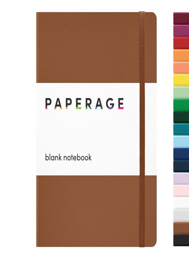 ببرج دفتر ملاحظات فارغ من PAPERAGE، (لون الكونياك)، 160 صفحة، متوسط الحجم 5.6 بوصة × 8 بوصة - ورق سميك 100 جرام/متر مربع، غلاف مقوى - Image 1