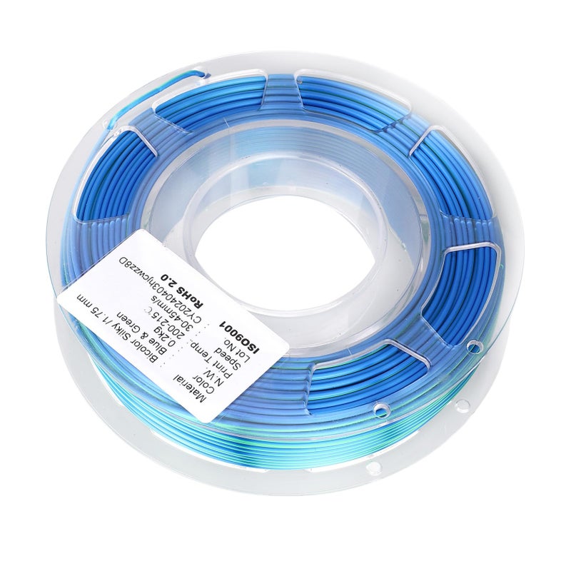 خيوط PLA حريري أزرق مخضر 1.75 مم 200 جرام للحرف اليدوية والزينة بالطباعة ثلاثية الأبعاد - Image 2