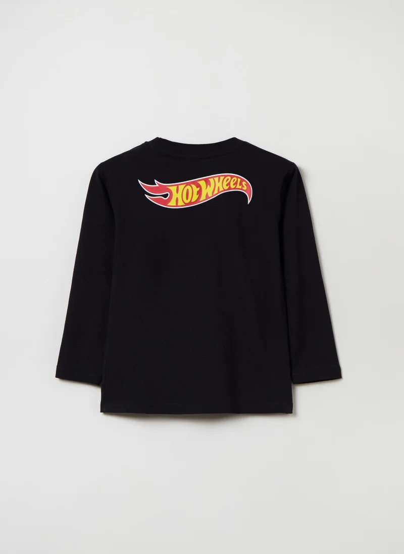 او في اس Long-sleeved T-shirt with Hot Wheels print