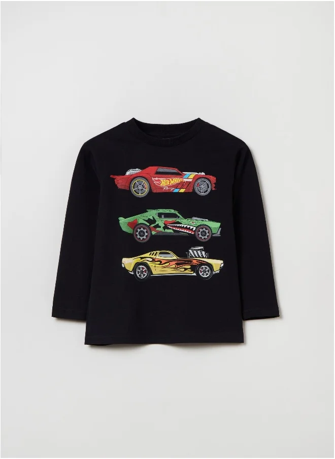 او في اس Long-sleeved T-shirt with Hot Wheels print