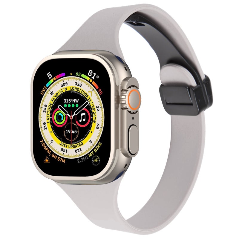 For Apple Watch Ultra 49Mm Magnetic Buckle Slim Silicone Watch Band(Rock Grey) - Image 1