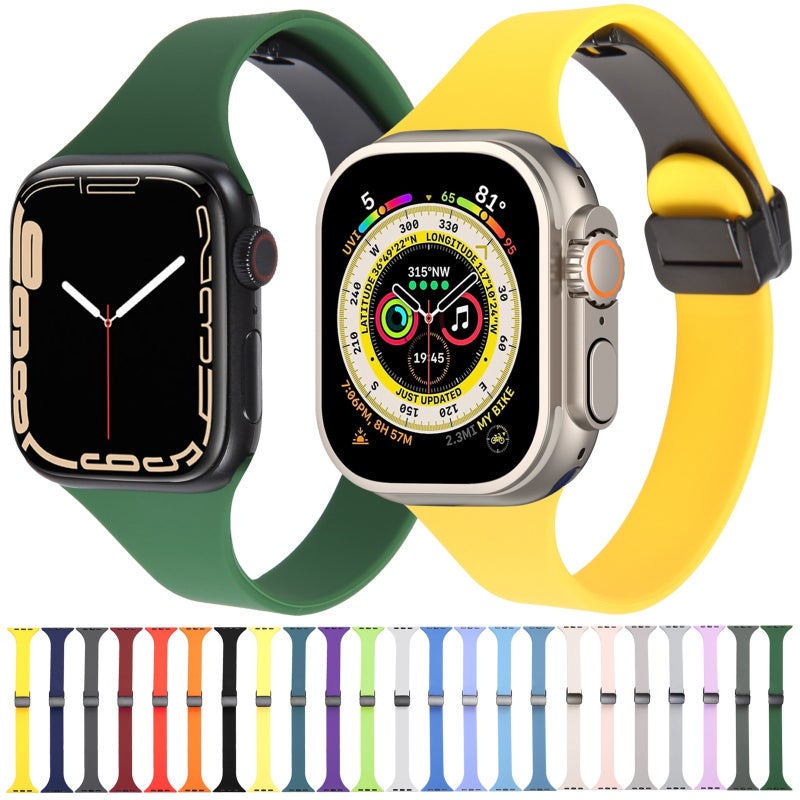 For Apple Watch Ultra 49Mm Magnetic Buckle Slim Silicone Watch Band(Rock Grey) - Image 5