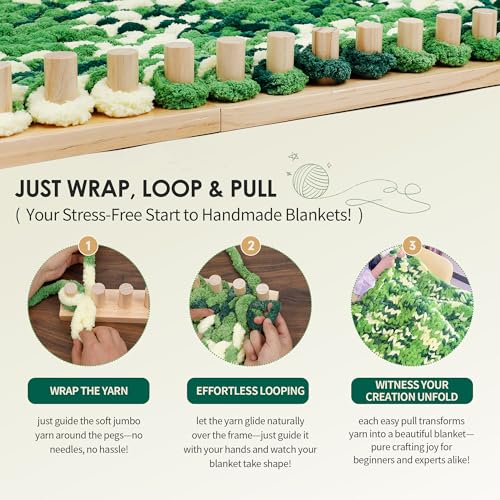 Zlshmoee 64 Inch Chunky Blanket Loom for DIY Throw Blankets, Adjustable Hand Weaving Frame for Teens & Adults, No Needles Required, Beginner Friendly Craft Tool for Hand Knitting Yarn Chunky Projects - Image 3