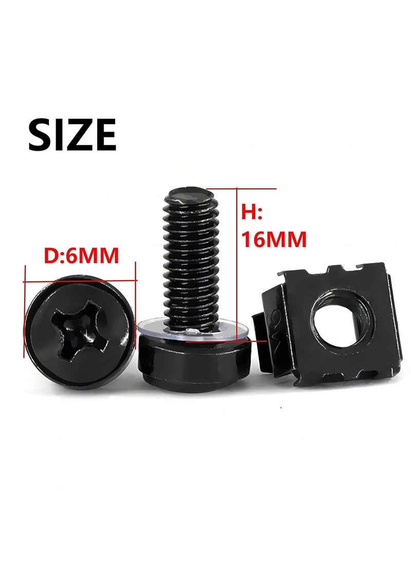 Cool Baby - COOLBABY M6 Cage Nuts and Screws Assortment Set Rack Mount Screws and Square Insert Nuts for Server Shelves Cabinets (50PACK) - Image 1