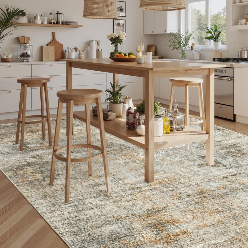 Soalmost Abstract Rug 8x10 Large Living Room Rugs Neutral Modern Washable Area Rugs for Bedroom Dining Room Non-Slip Stain Resistant Foldable Thin Rug Brown Grey - Image 3