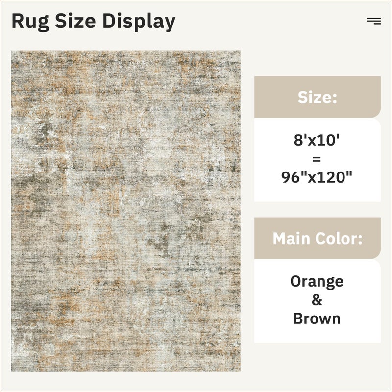 Soalmost Abstract Rug 8x10 Large Living Room Rugs Neutral Modern Washable Area Rugs for Bedroom Dining Room Non-Slip Stain Resistant Foldable Thin Rug Brown Grey - Image 5