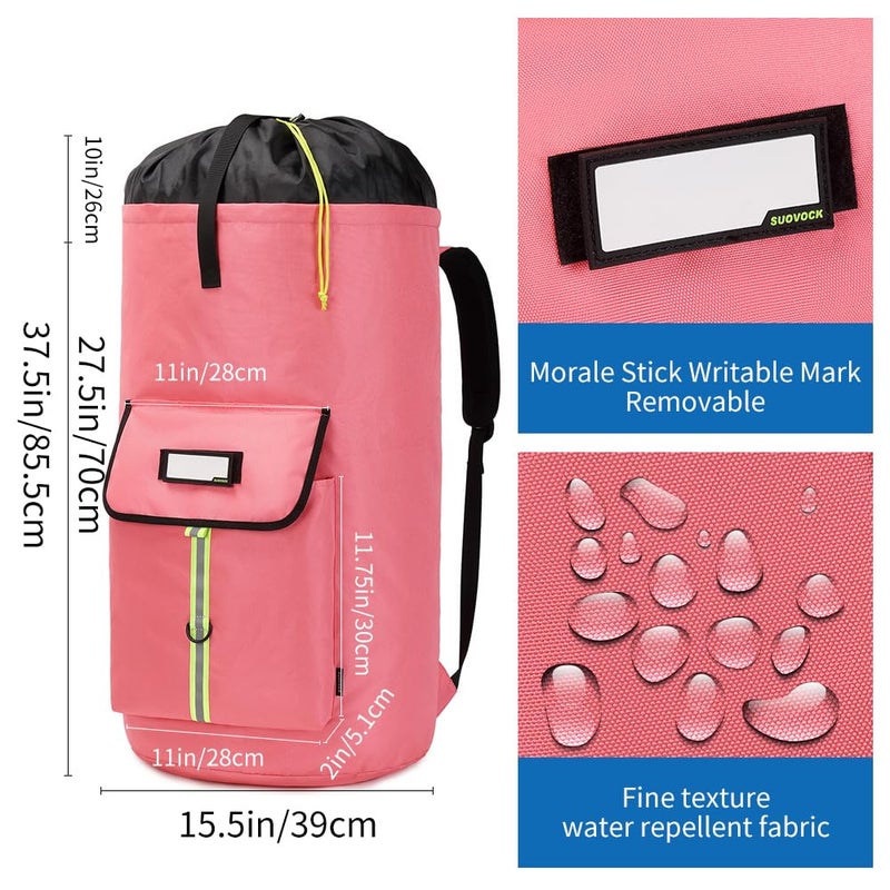 SUOVOCK laundry bag backpack,extra-large heavy duty laundry bags,laundry backpack for college students,drawstring closure (bright red Laundry Backpack) - Image 2